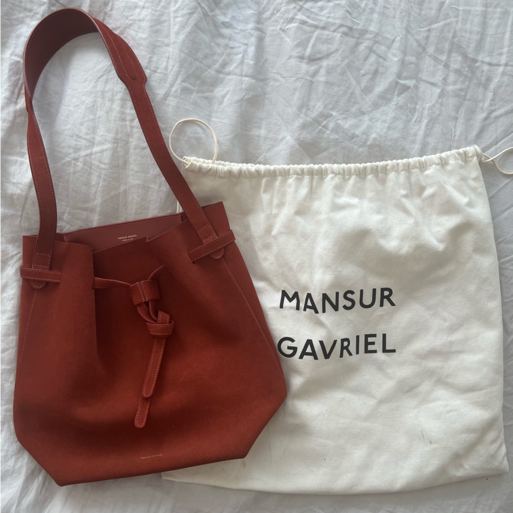Mansur Gavriel Suede Hobo Drawstring Bag